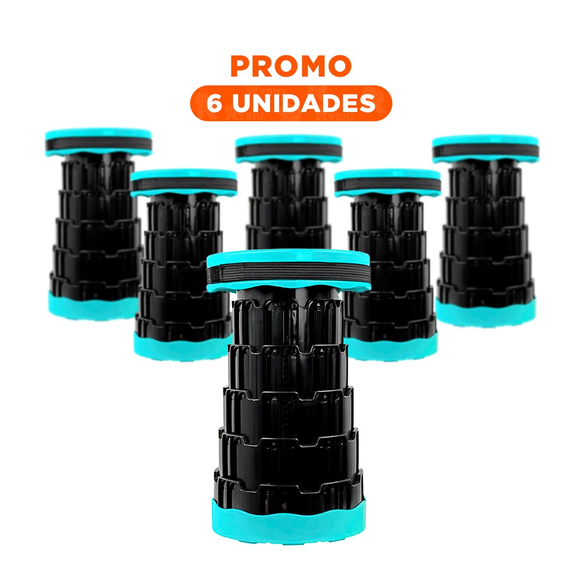 PACK6 MUEBLE PLEGABLE PORTATIL CON DOBLE SEGURO Y TAPA TURQUEZA CENTRO NEGRO Y+REGALO STICKER - 1