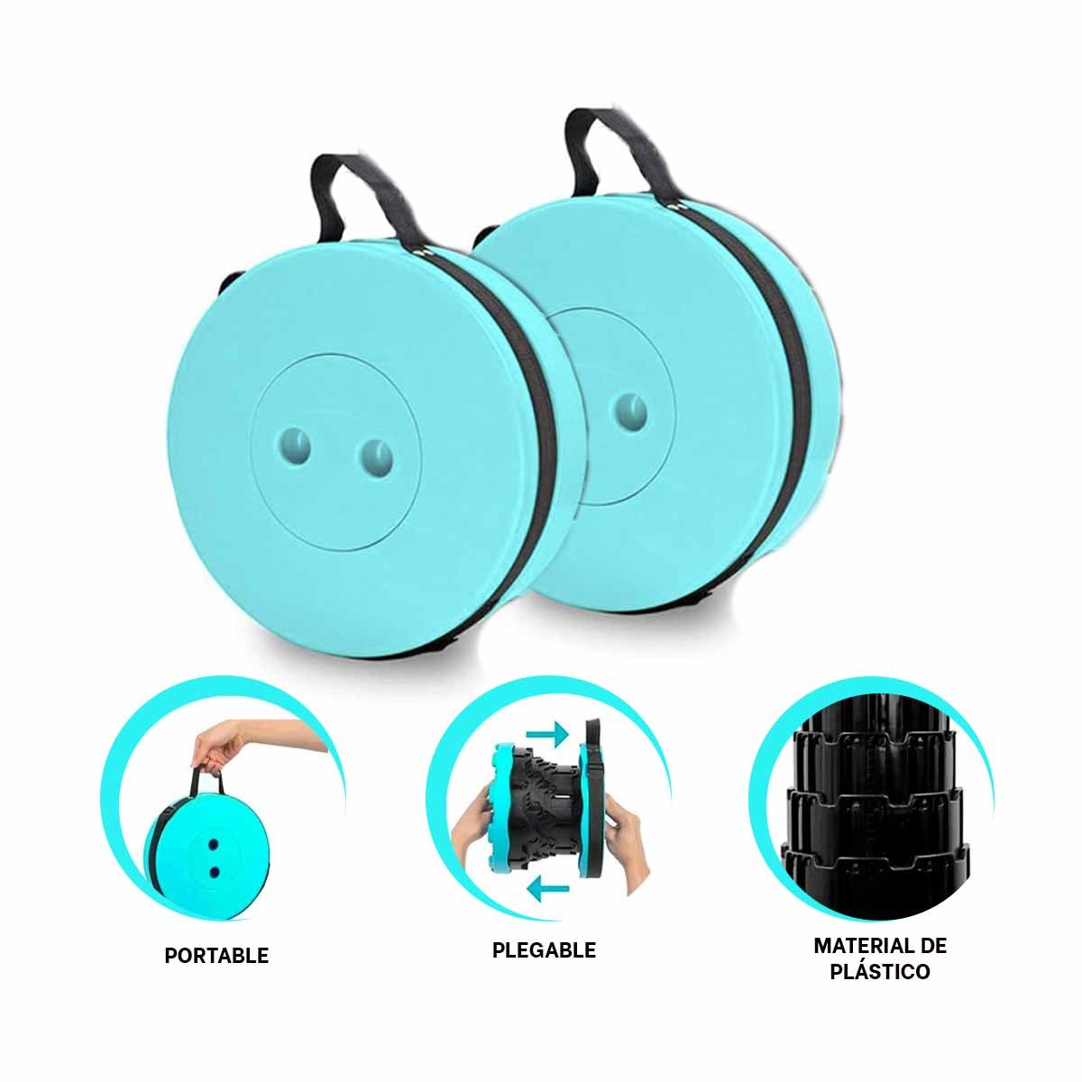 PACK6 MUEBLE PLEGABLE PORTATIL CON DOBLE SEGURO Y TAPA TURQUEZA CENTRO NEGRO Y+REGALO STICKER - 4