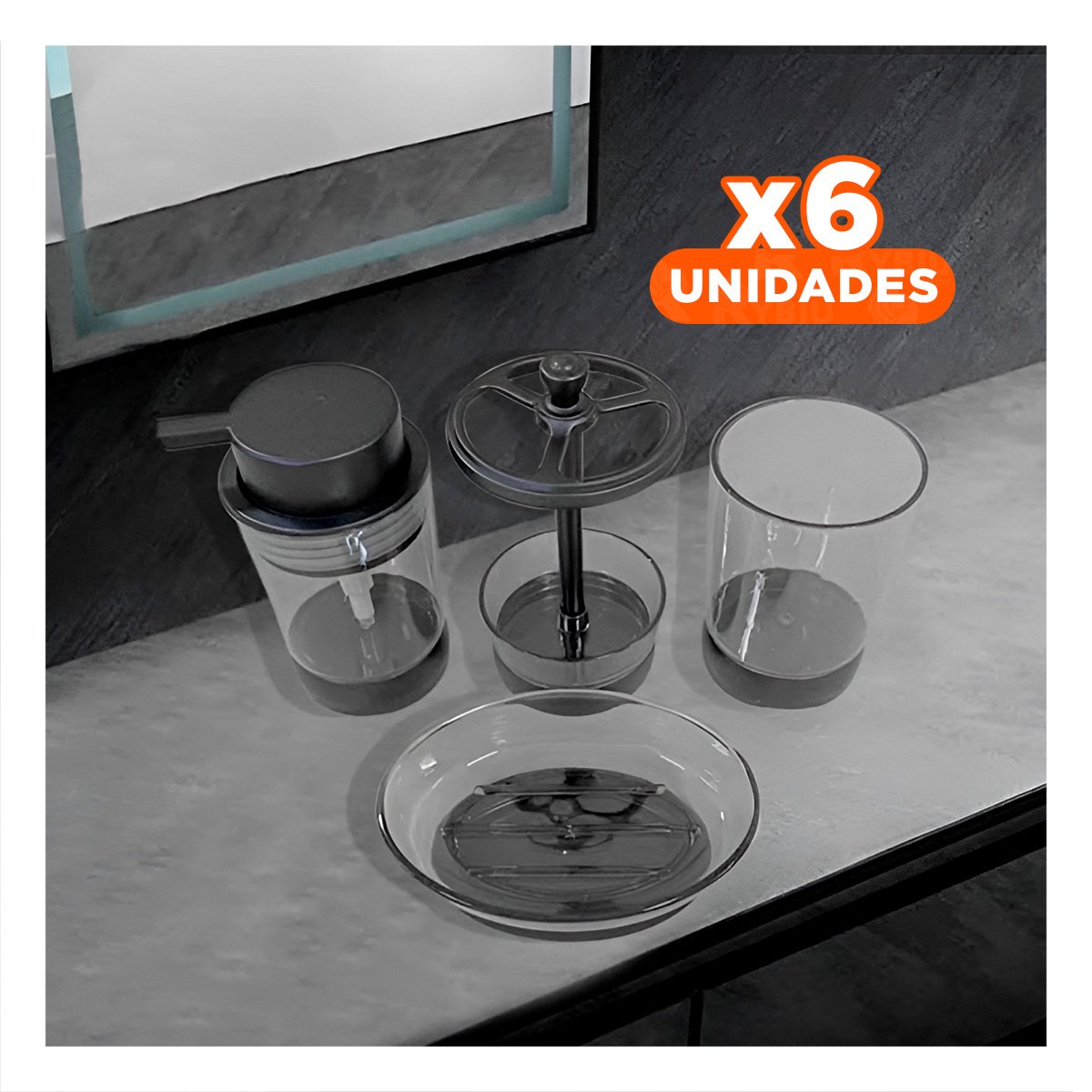 PACK6 COMBO PRACTICO ASEO 4 PIEZAS NEGRO USO DIARIO CASA HOGAR NUEVO EXTRA Y+PAPEL REGALO - 1