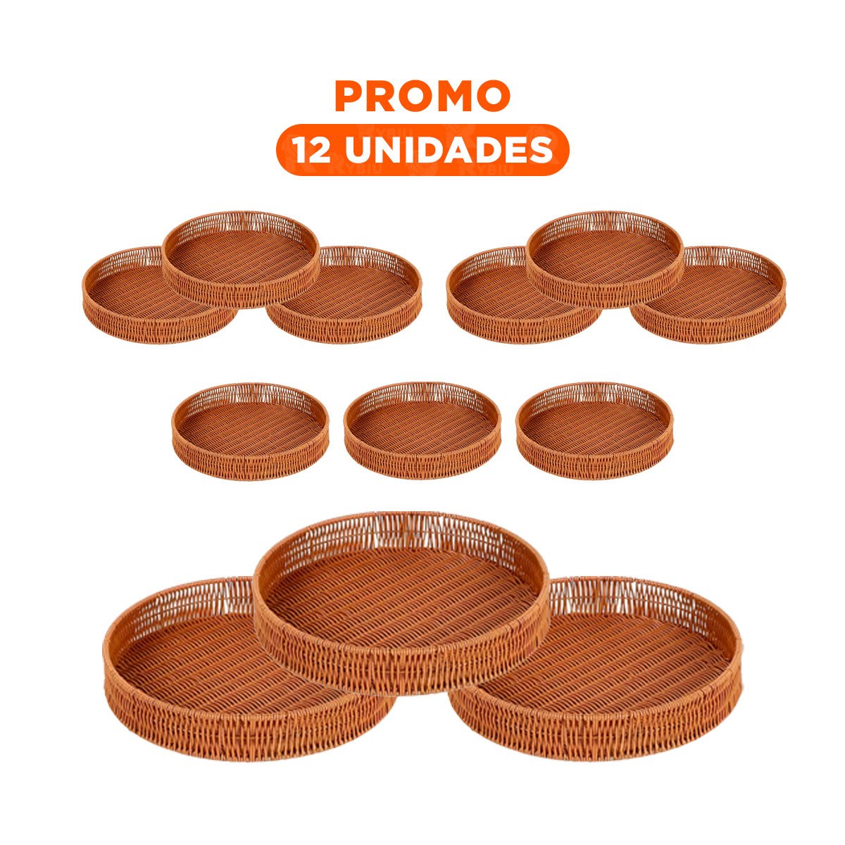 PACK12 SOPORTE FUNCIONAL TEJIDO CIRCULAR 26CM MARRON PARA HOGAR MODERNO TOTAL - 1