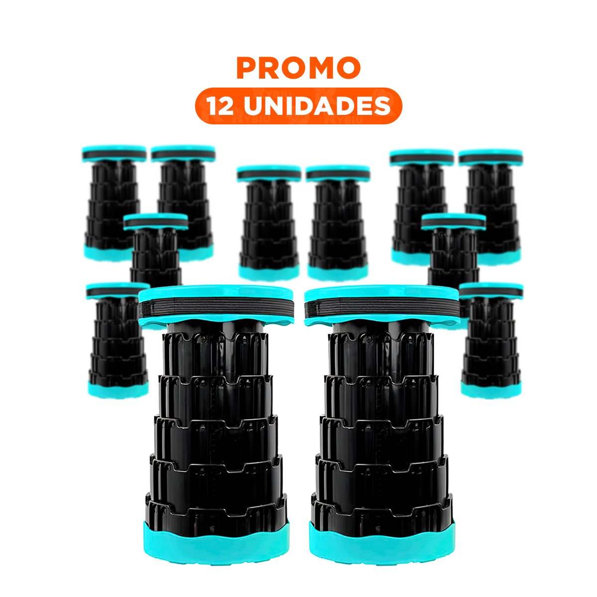 PACK12 PUESTO PLEGABLE PORTATIL CON DOBLE SEGURO Y TAPA TURQUEZA CENTRO NEGRO - 1