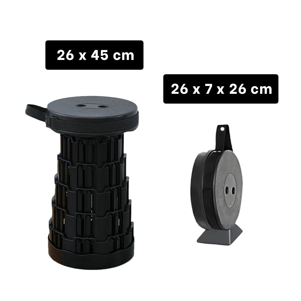 PACK6 ASIENTO NEGRO PLEGABLE PORTATIL CON DOBLE SEGURO PARA HOGAR Y EXTERIOR Y+PAPEL REGALO - 4