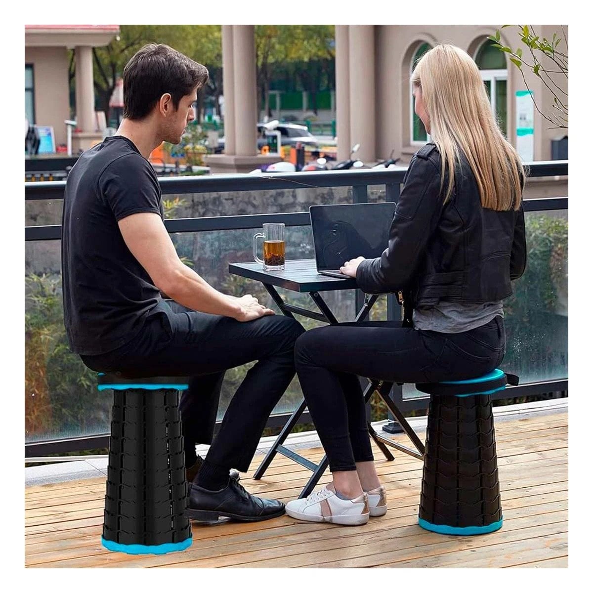 PACK12 ELEMENTO PLEGABLE CON DOBLE SEGURO Y TAPA TURQUEZA CENTRO NEGRO Y+REGALO STICKER - 5