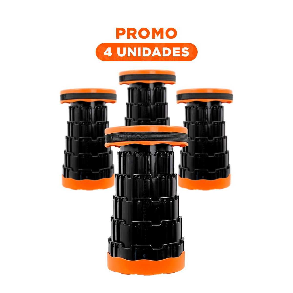 PACK4 BUTACA COMPACTA PLEGABLE 2 SEGUROS PORTATILES DISENO NARANJA NEGRO - 1