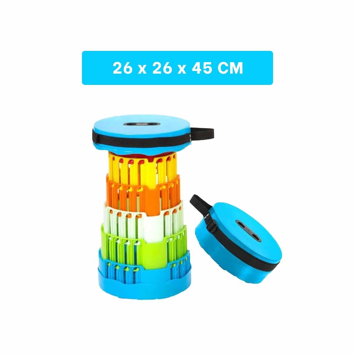 PACK6 BANQUETA COMPACTA PLEGABLE CON 2 SEGUROS PRACTICOS TAPA CELESTE MULTICOLOR Y+PAPEL REGALO - 4