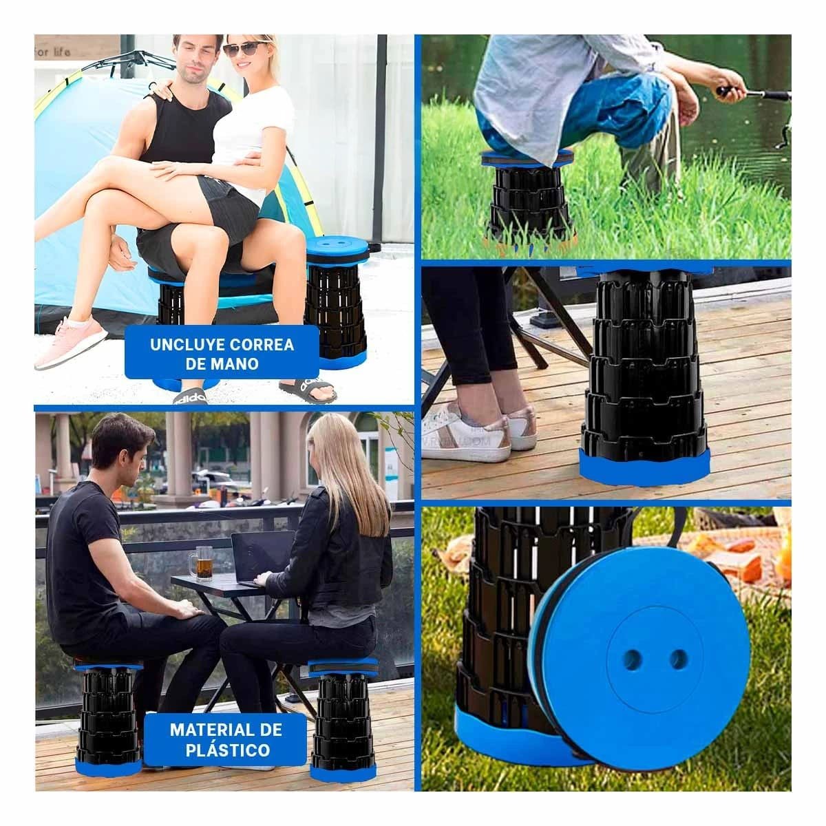 SILLA PLEGABLE PORTATIL CON DOBLE SEGURO PARA HOGAR Y CASA TAPA AZUL CENTRO NEGRO - 2