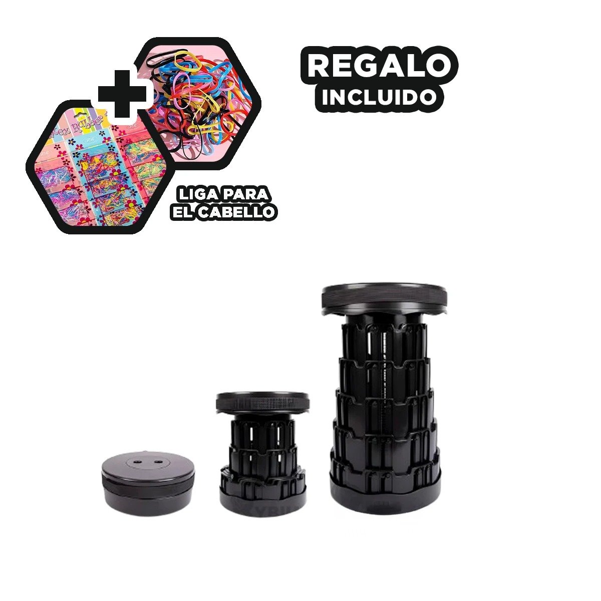 SILLON PLEGABLE PORTATIL TODO NEGRO CON DOS SEGUROS PARA CASA OFICINA Y VIAJES Y+LIGAS REGALO - 2