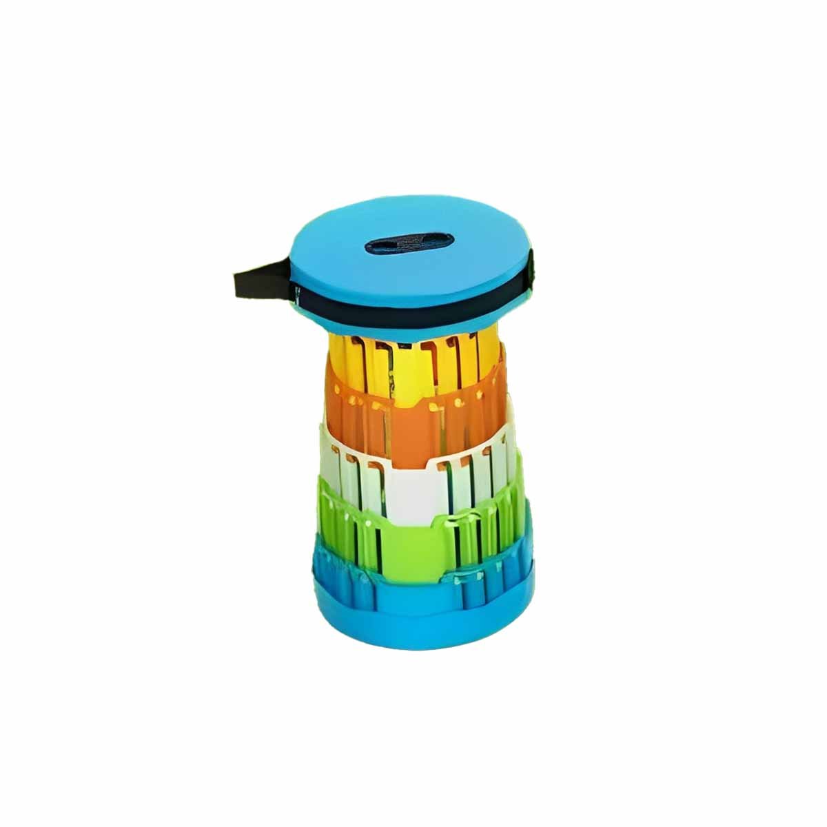 PACK4 TABURETE PORTATIL PLEGABLE CON 2 SEGUROS PRACTICOS TAPA CELESTE MULTICOLOR Y+PAPEL REGALO - 3