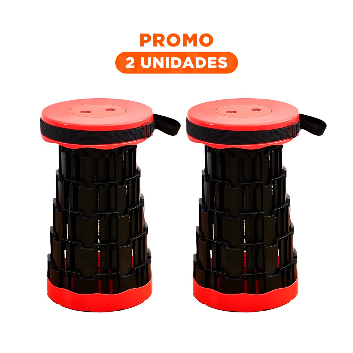 PACK2 BUTACA FUNCIONAL PLEGABLE 2 SEGUROS PORTATILES TONO ROJO BASE NEGRA Y+REGALO STICKER - 1