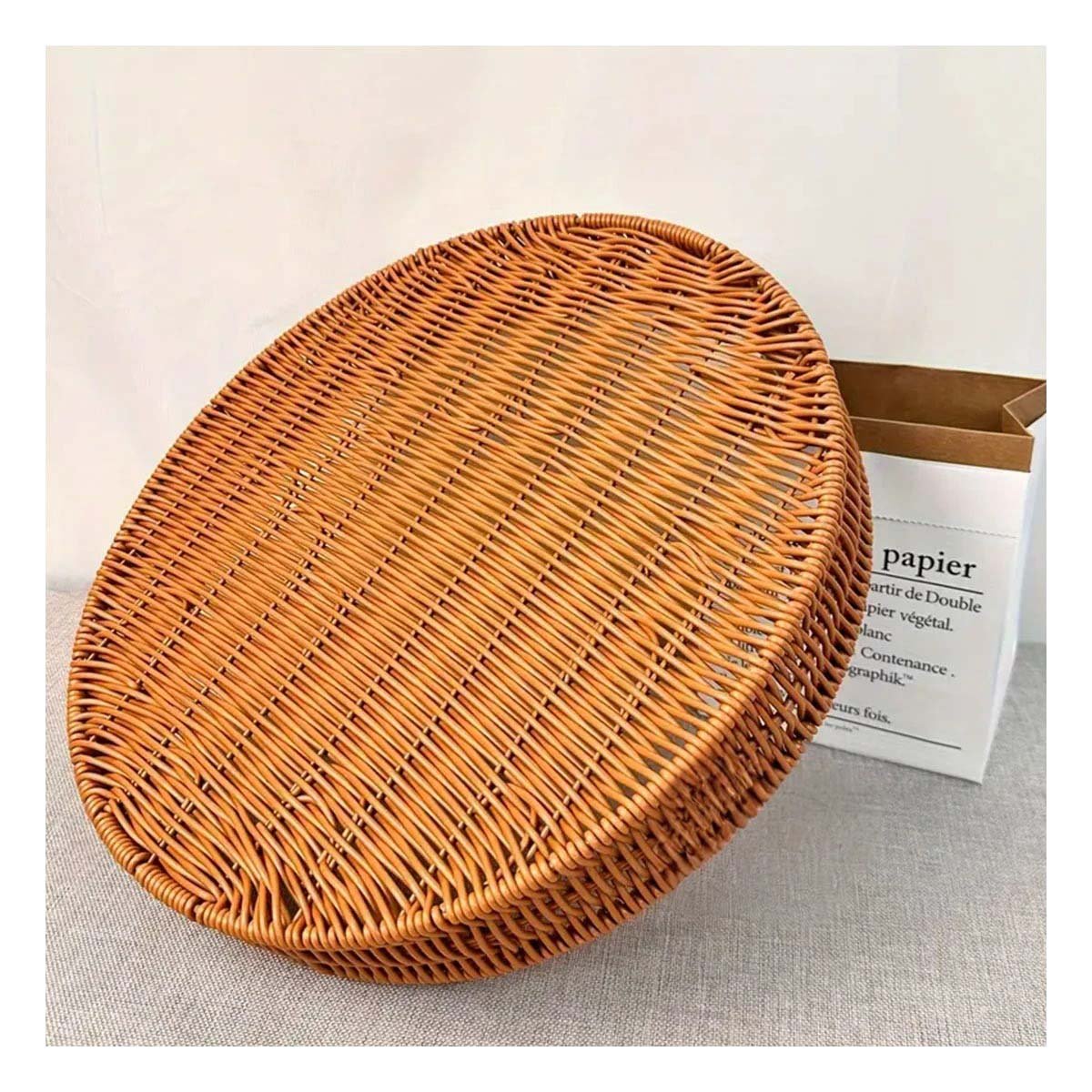 PACK6 SOPORTE PRACTICO TEJIDO CIRCULAR 35CM MARRON USO DIARIO CASA HOGAR NUEVO Y+PAPEL REGALO - 2