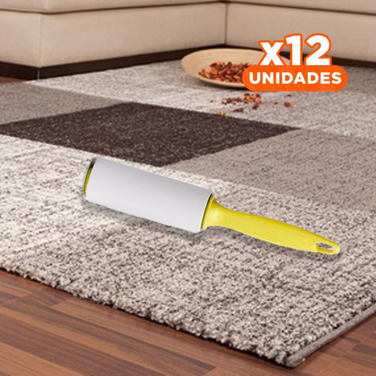 PACK12 HERRAMIENTA QUITA PELUSA EN RODILLO ADHESIVO PARA TELAS AMARILLO EXTRA Y+REGALO STICKER - 1