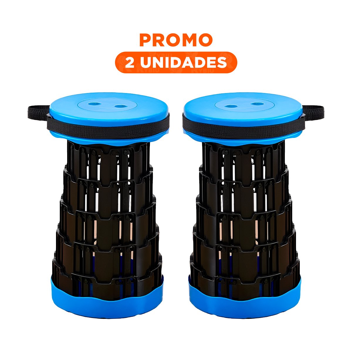 PACK2 BANQUETA PORTATIL PLEGABLE CON SISTEMA SEGURO PARA CASA HOGAR AZUL NEGRO Y+REGALO STICKER - 1