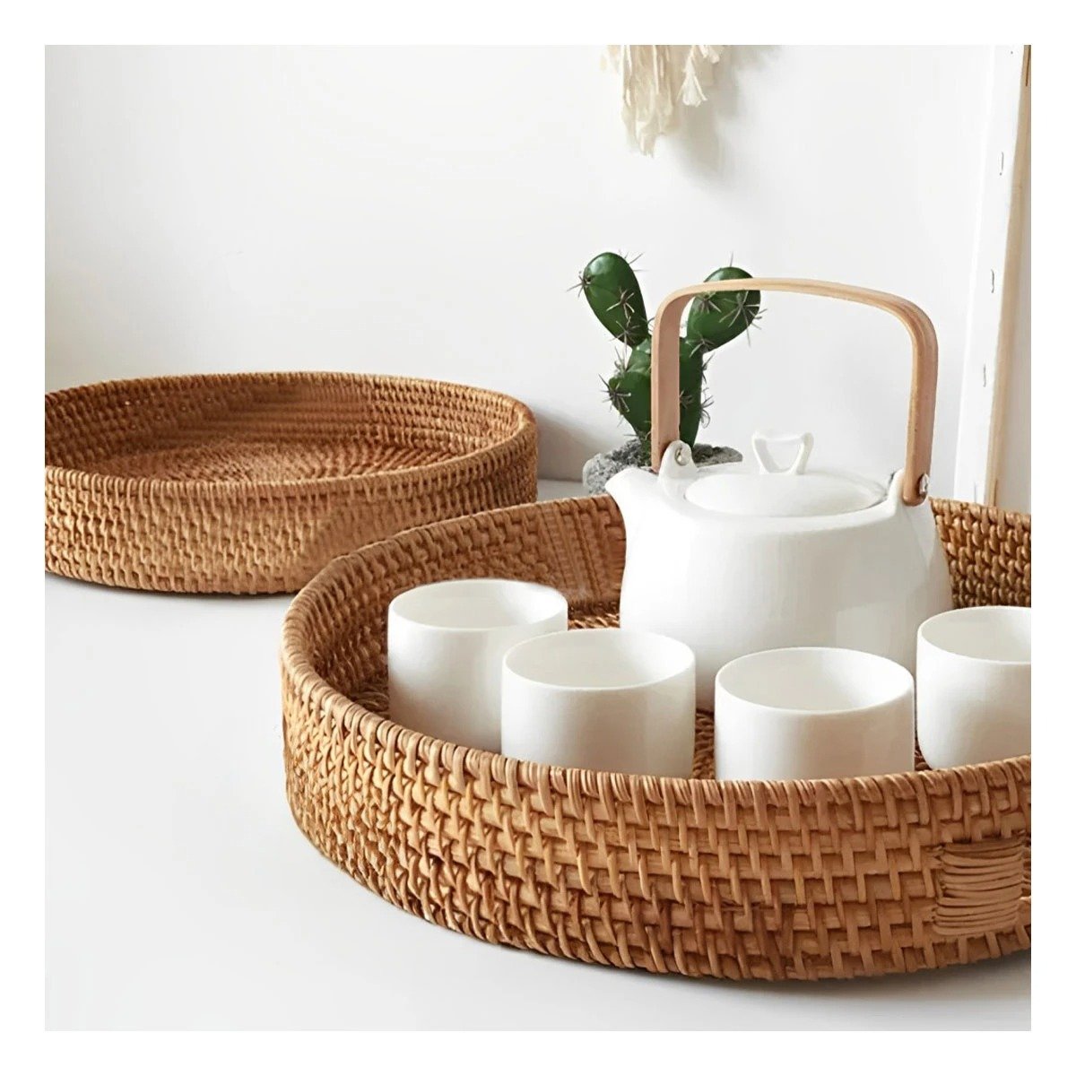 BANDEJA ORGANIZADORA TEJIDA CIRCULAR 30CM MARRON PARA ESPACIOS DEL HOGAR ACTUAL Y+PAPEL REGALO - 1