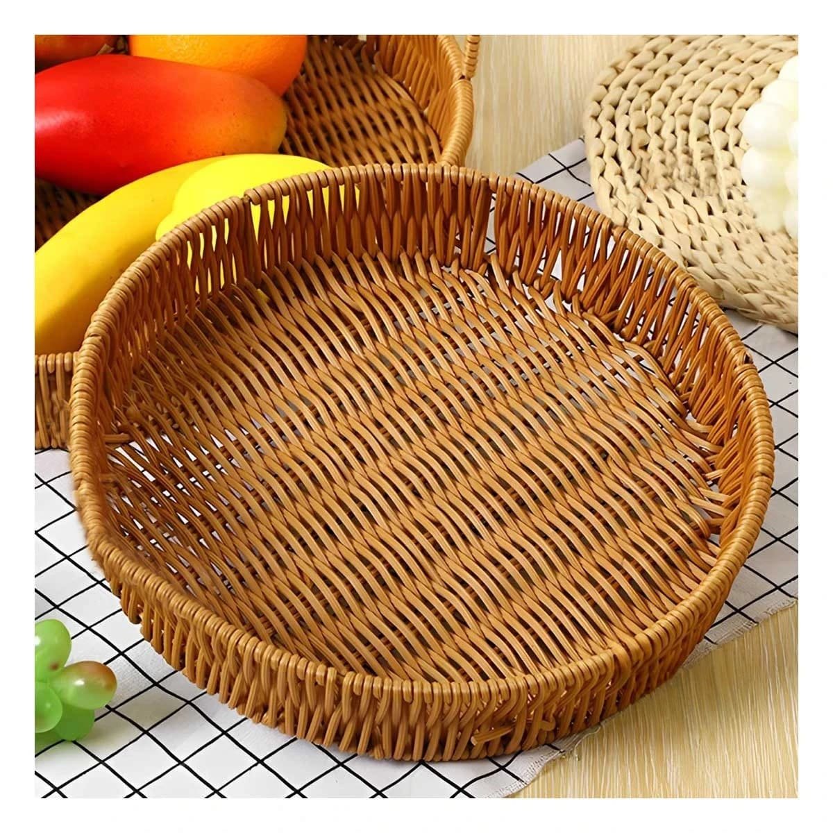 BANDEJA ORGANIZADORA TEJIDA CIRCULAR 30CM MARRON PARA ESPACIOS DEL HOGAR ACTUAL Y+PAPEL REGALO - 2