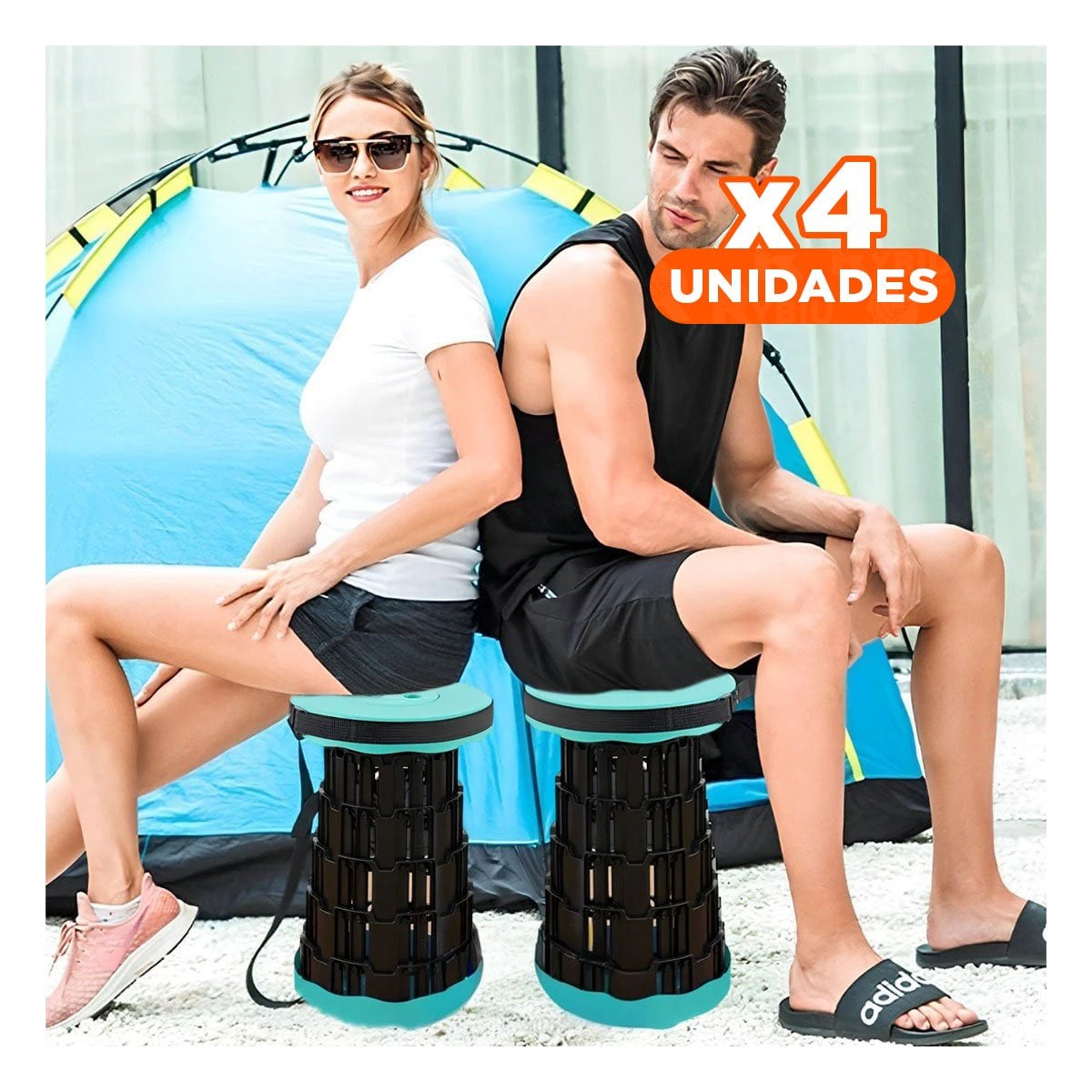 PACK4 SILLA PORTATIL CON DOS SEGUROS PARA CASA Y EVENTOS VERDE CENTRO NEGRO Y+REGALO STICKER - 1