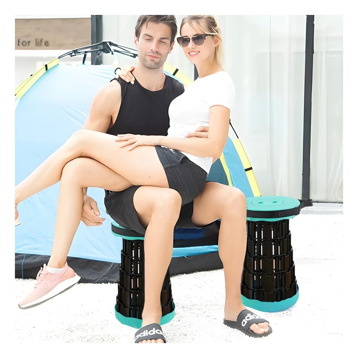 PACK2 SILLON PLEGABLE PORTATIL CON 2 SEGUROS PARA CASA Y EVENTOS SOCIALES VERDE NEGRO - 2