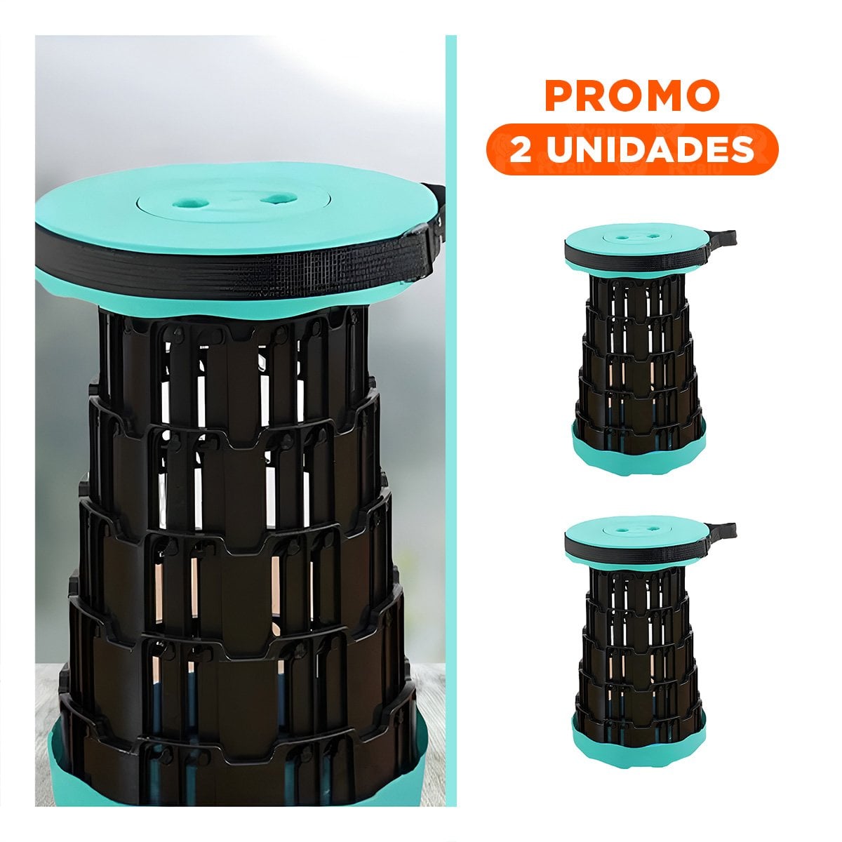 PACK2 BUTACON PLEGABLE CON DOS SEGUROS PARA HOGAR Y REUNIONES VERDE NEGRO Y+REGALO STICKER - 1