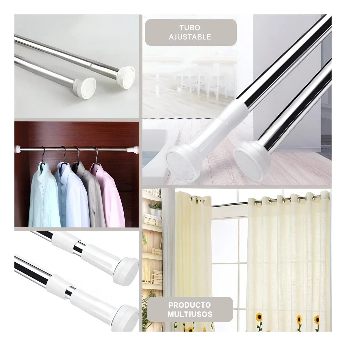 TUBO AJUSTABLE PARA DUCHA LIGERO Y SEGURO PLOMO 1,10M A 2,0M Y+POST IT - 2