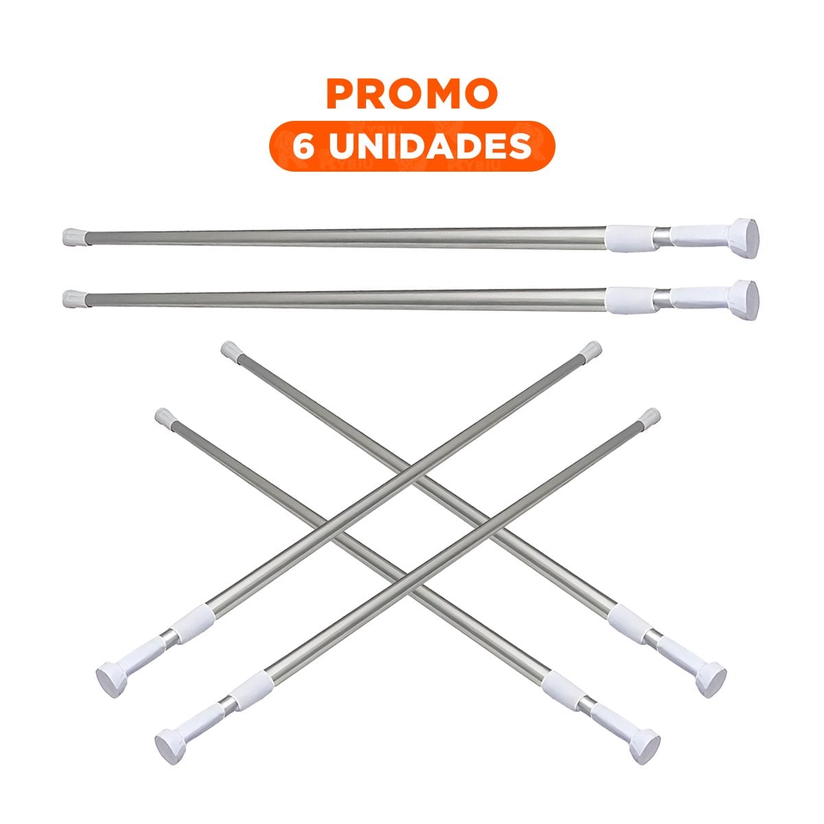 PACK6 BRAZO AJUSTABLE PARA DUCHA RAPIDO PRACTICO PLOMO 1,40M A 2,60M Y+REGALO STICKER - 1