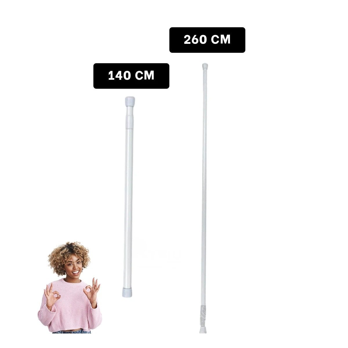 TUBO AJUSTABLE PARA DUCHA COMPACTO DURADERO PLOMO 1,40M A 2,60M Y+PAPEL REGALO - 4