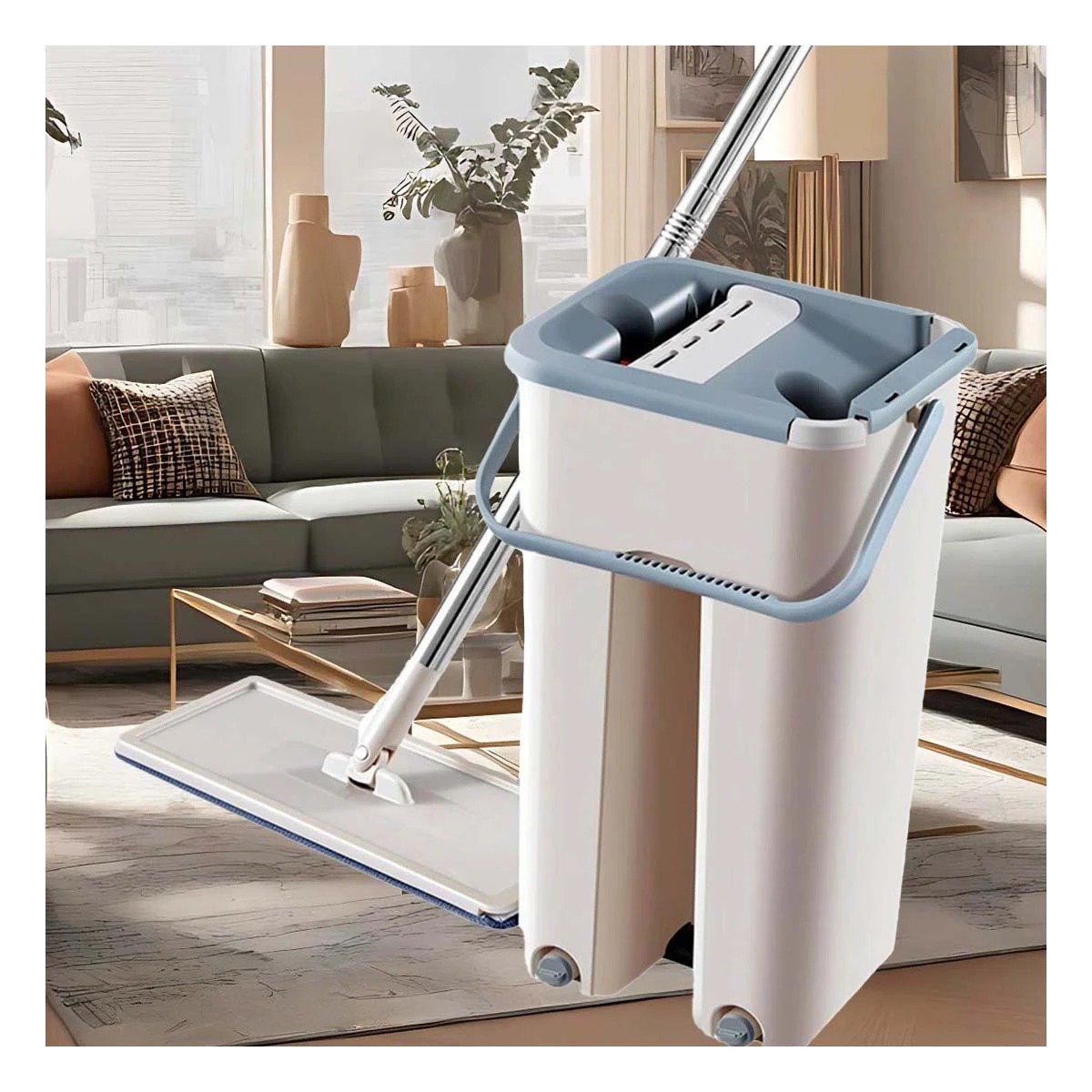 TRAPEADOR GIRATORIO 360 CON BALDE CENTRIFUGADOR PARA LIMPIEZA DE CASA GRIS - 5