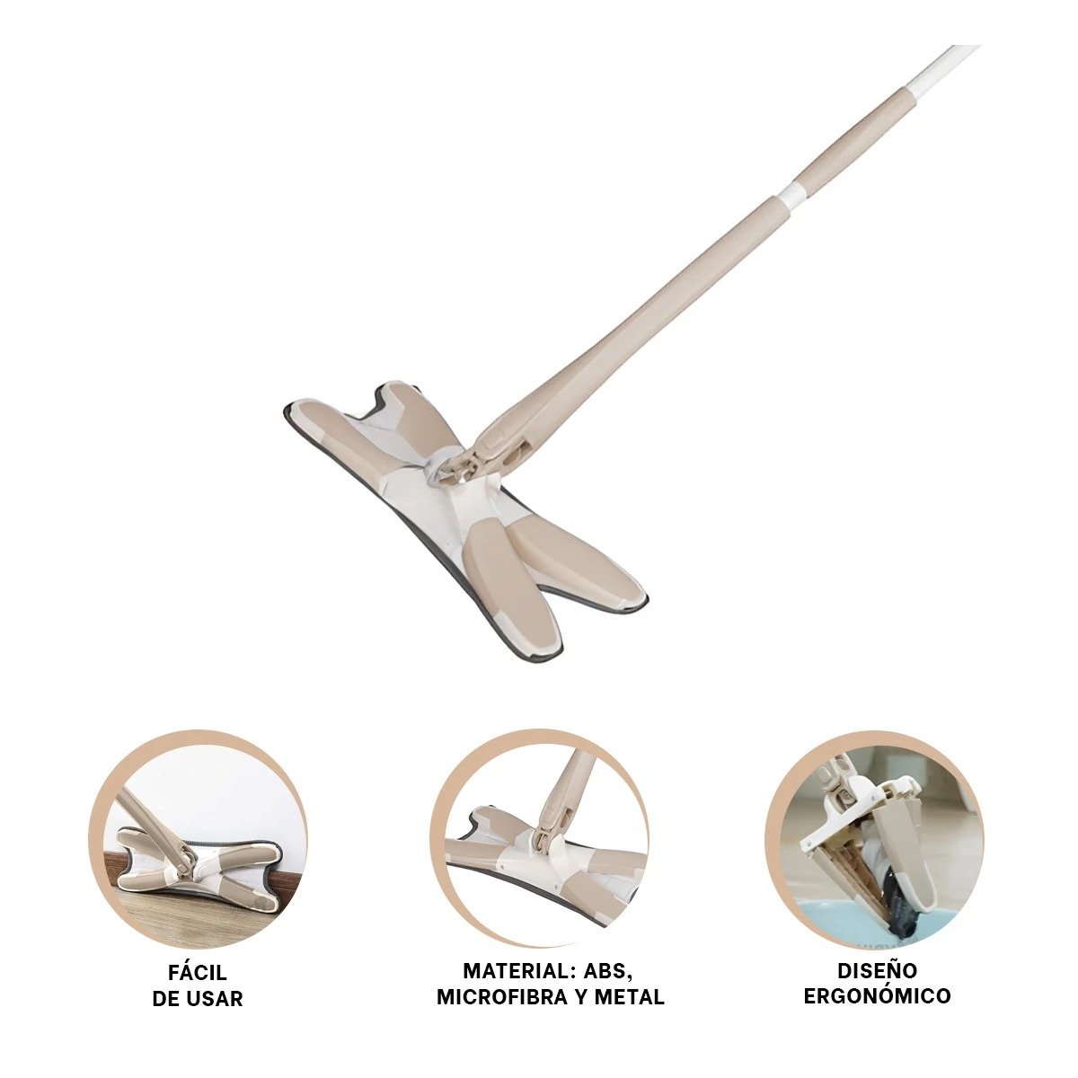 LIMPIADOR MARIPOSA CON MICROFIBRA ABSORBENTE PARA LIMPIEZA RAPIDA Y COMODA BEIGE Y+PAPEL REGALO - 5
