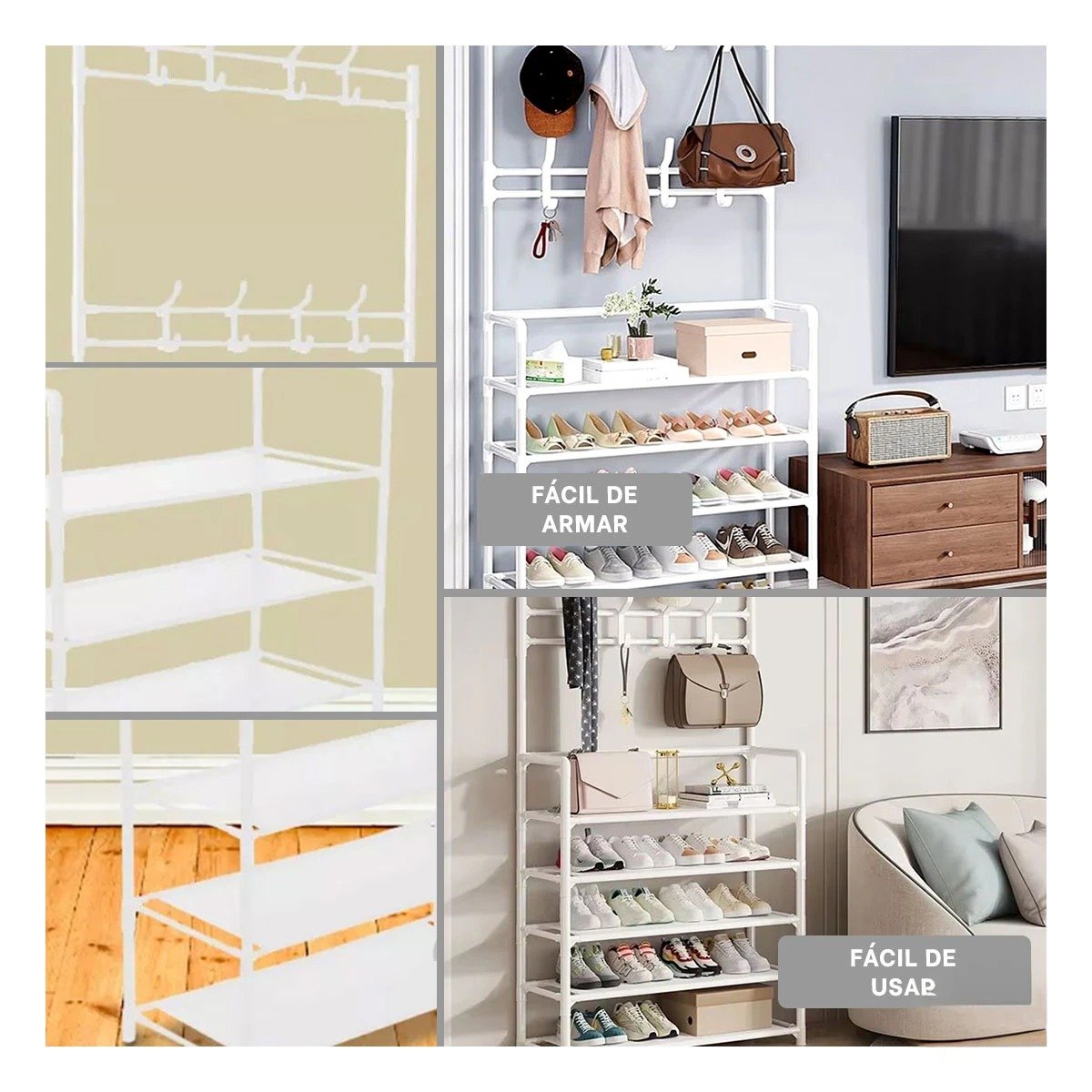 ZAPATERA ORGANIZADORA PRACTICA PARA GUARDAR ZAPATOS Y ACCESORIOS 5 NIVELES BLANCO Y+POST IT - 2