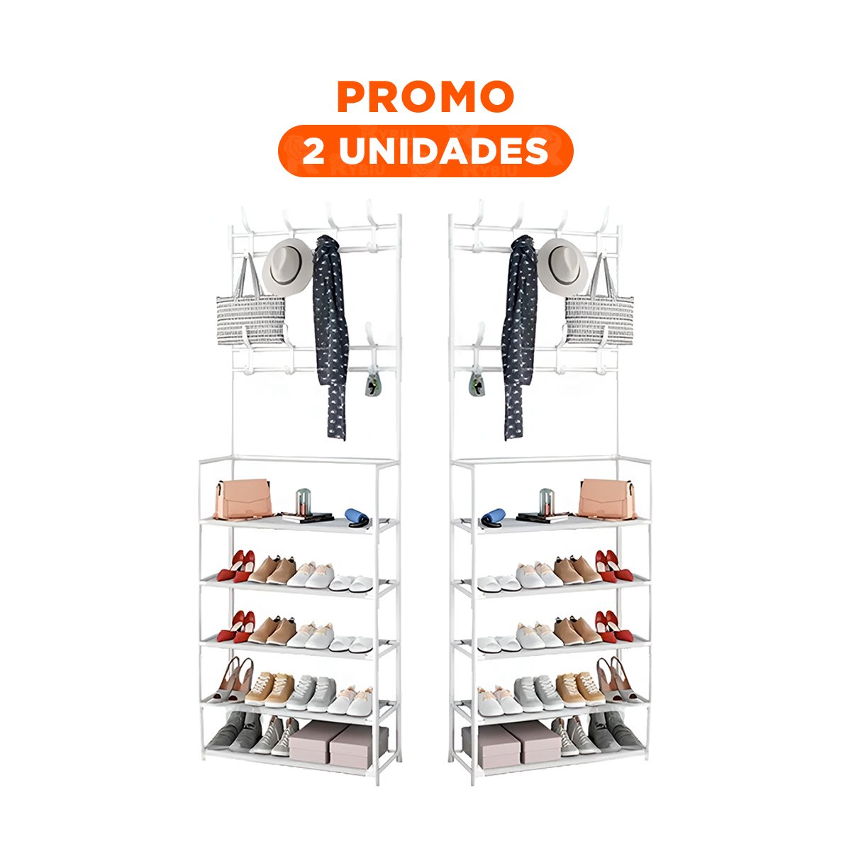 PACK2 ACCESORIO COMPACTO PARA GUARDAR ZAPATOS Y ROPA 5 NIVELES BLANCO Y+REGALO STICKER - 1