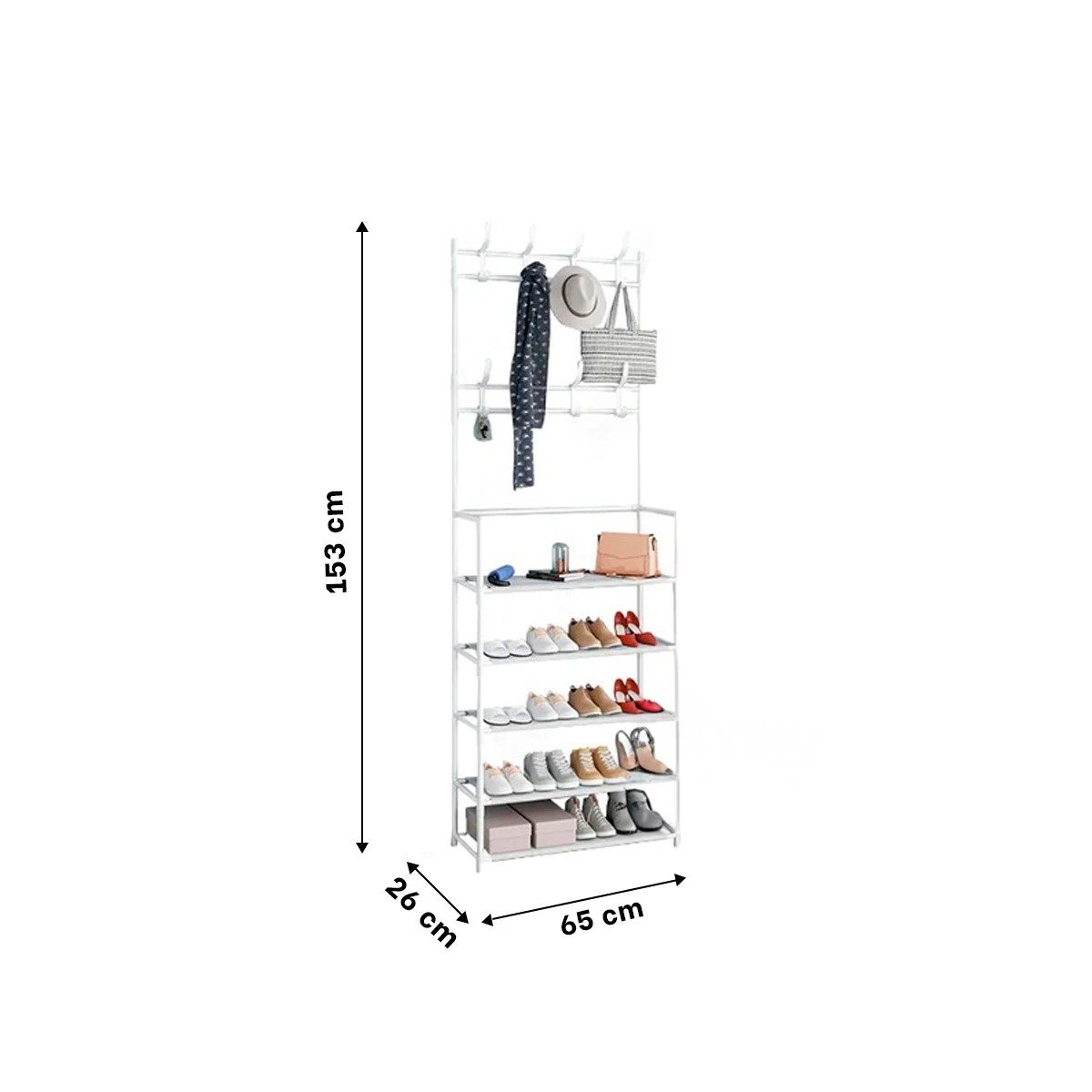 PACK2 ACCESORIO COMPACTO PARA GUARDAR ZAPATOS Y ROPA 5 NIVELES BLANCO Y+REGALO STICKER - 4