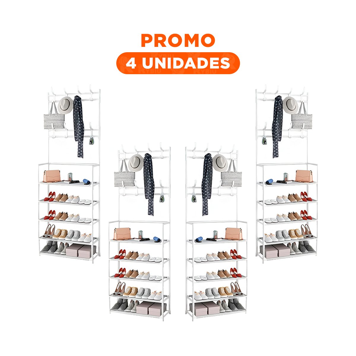PACK4 ACCESORIO RESISTENTE PARA CLOSET Y ENTRADA DE CASA 5 NIVELES BLANCO - 1