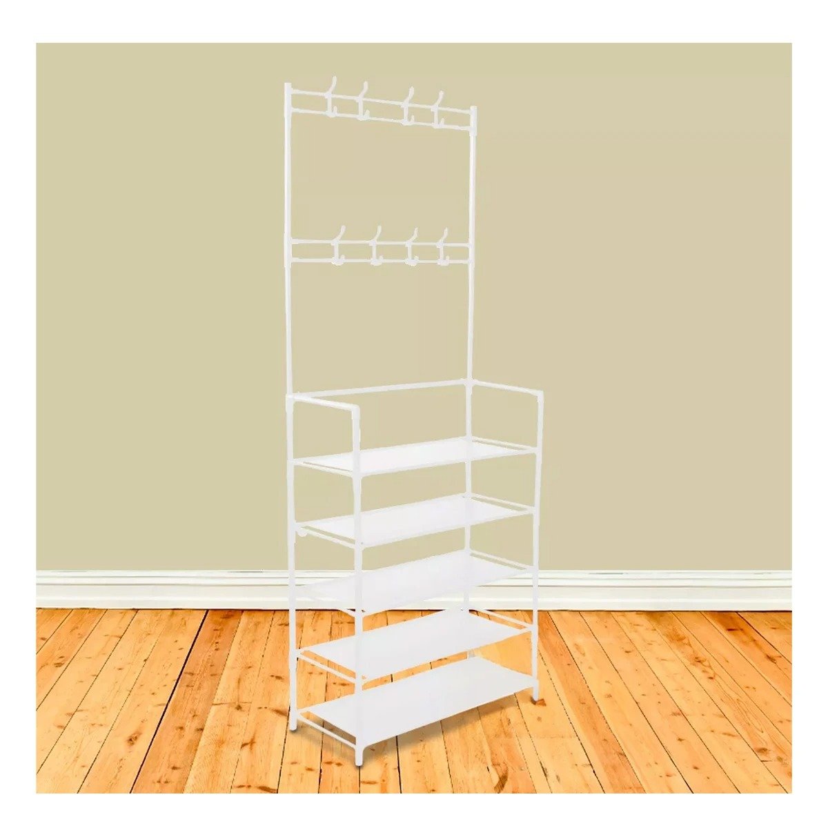 PACK4 ACCESORIO RESISTENTE PARA CLOSET Y ENTRADA DE CASA 5 NIVELES BLANCO - 2