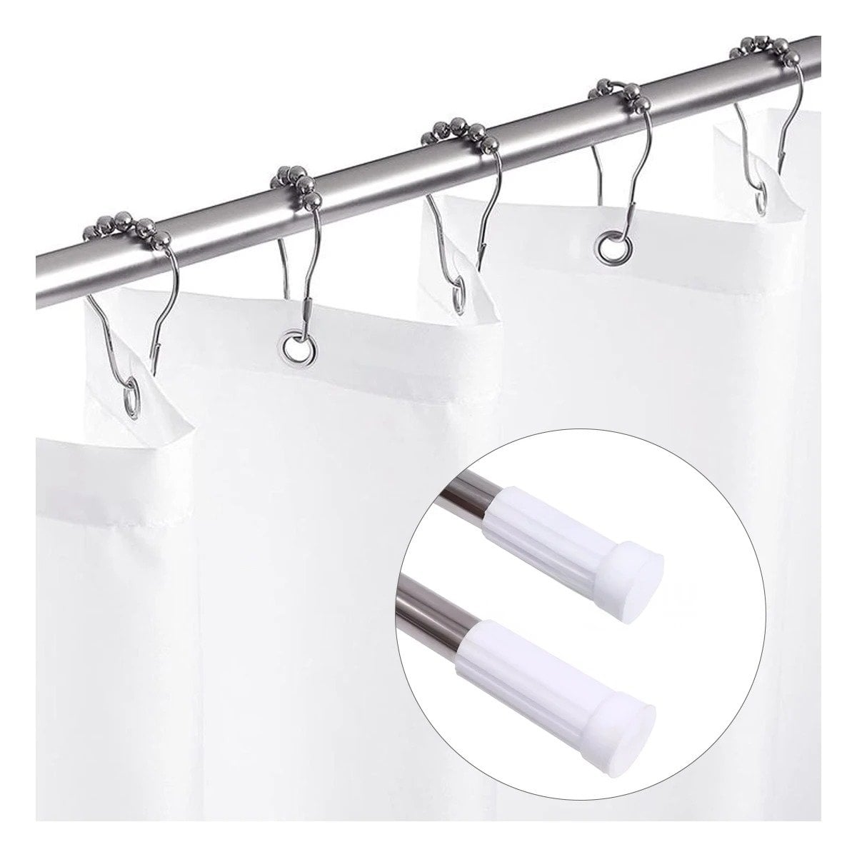 TUBO AJUSTABLE RESISTENTE PARA DUCHA COMPACTO DURADERO 70CM A 1,20M PLOMO Y+PAPEL REGALO - 1