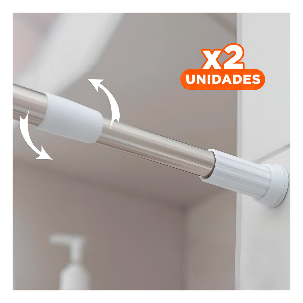 PACK2 BARRA EXTENSIBLE PARA DUCHA LIGERA Y RESISTENTE PLOMO 1,10M A 2,0M Y+PAPEL REGALO - 1