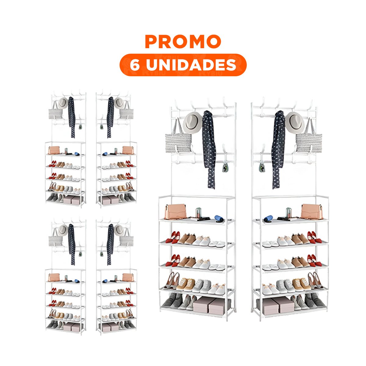 PACK6 SOPORTE COLGANTE RESISTENTE Y FUNCIONAL PARA USO DIARIO 5 NIVELES BLANCO Y+REGALO STICKER - 1