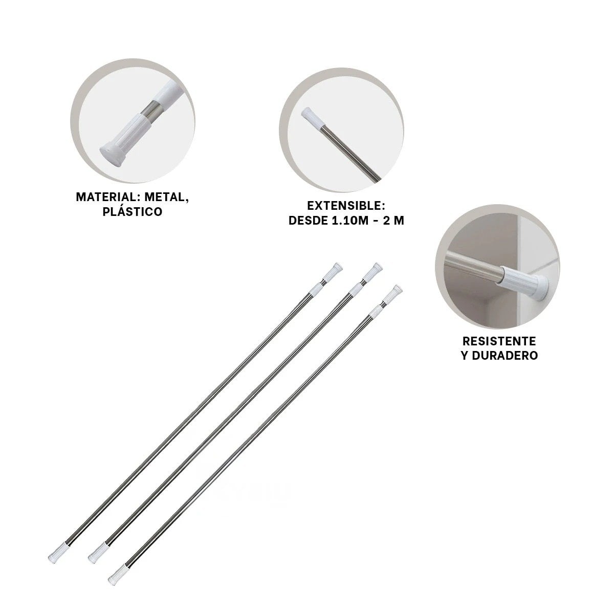 TUBO AJUSTABLE PARA DUCHA FACIL DE INSTALAR Y PRACTICO PLOMO 1,10M A 2,0M Y+PAPEL REGALO - 5