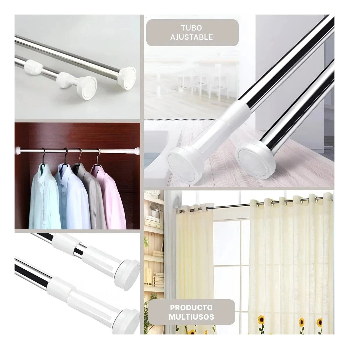 TUBO AJUSTABLE RESISTENTE PARA DUCHA ESTABLE CONFORTABLE 70CM A 1,20M PLOMO Y+LIGAS REGALO - 1