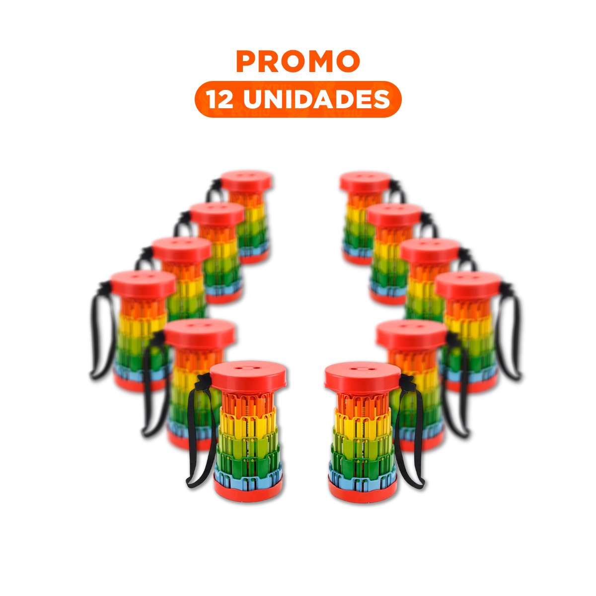 PACK12 APOYO PLEGABLE PORTATIL CON SEGUROS PARA CASA CON TAPA ROJO CENTRO MULTICOLOR - 1