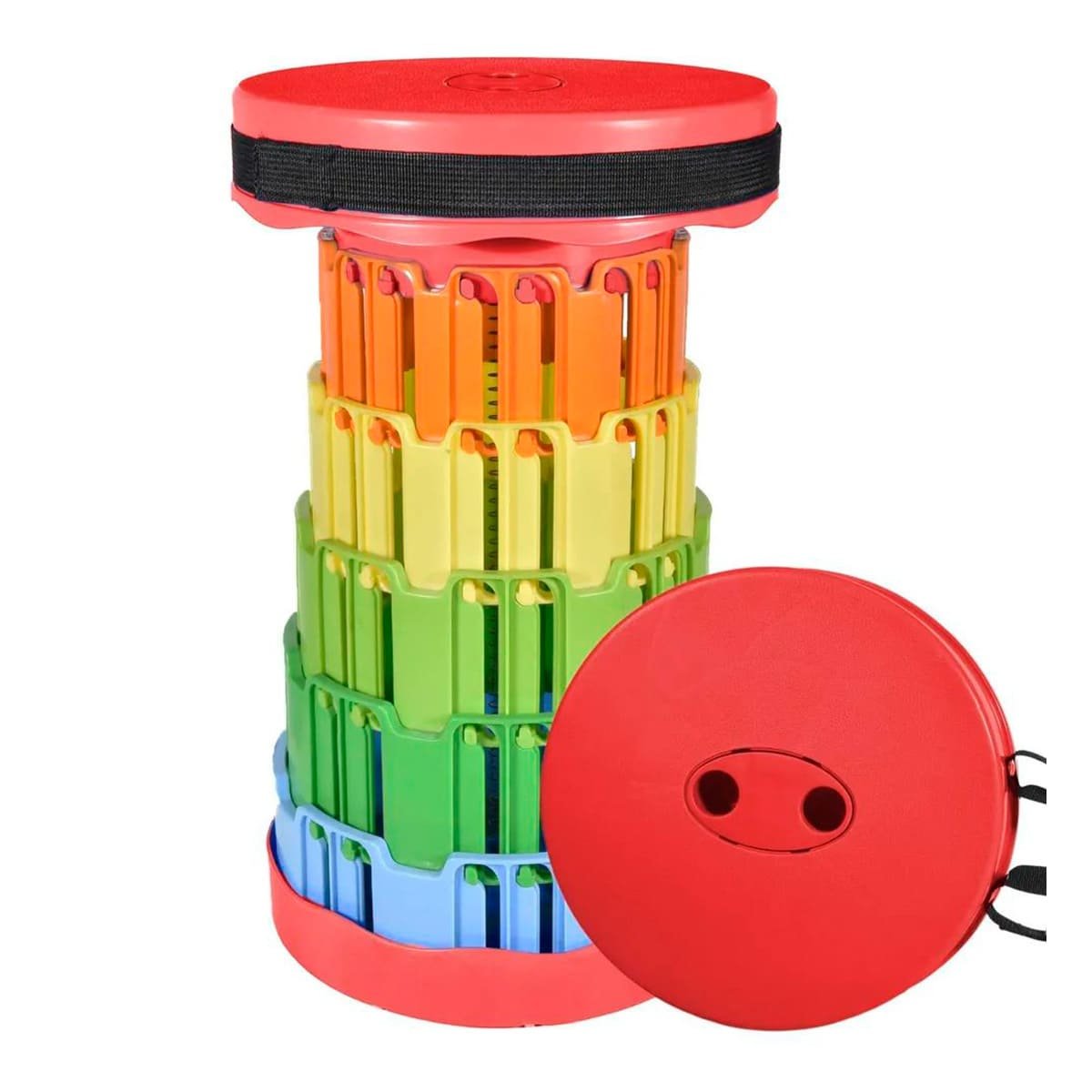 PACK4 ASIENTO AUXILIAR PLEGABLE CON SEGUROS CON TAPA ROJO CENTRO MULTICOLOR Y+PAPEL REGALO - 3