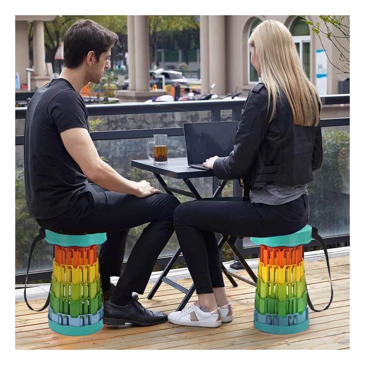 SILLA PLEGABLE CON DOBLE SEGURO PORTATIL TAPA VERDE CENTRO MULTICOLOR PARA HOGAR - 5