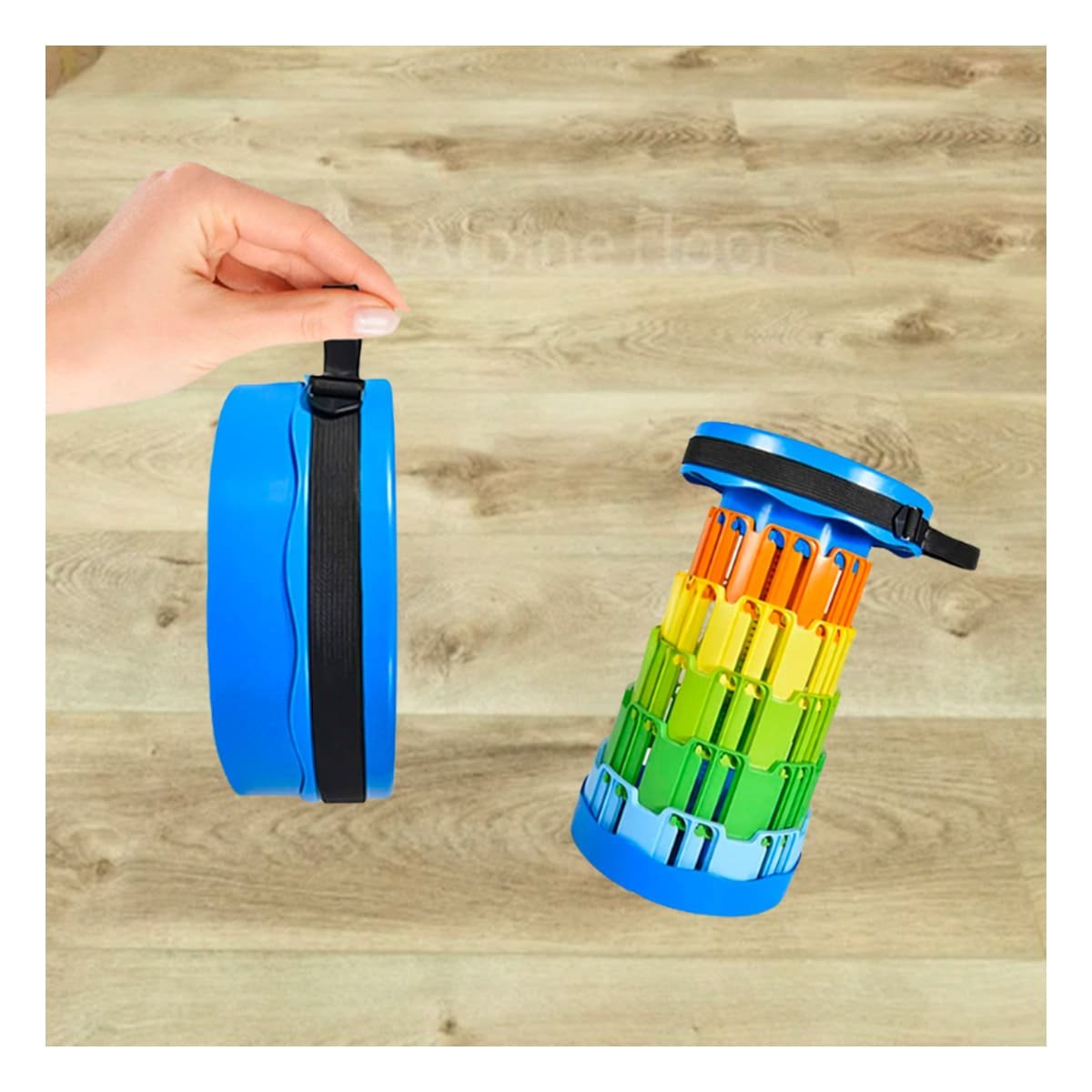 BANQUETA CON SISTEMA DE SEGUROS PORTATILES PARA HOGAR TAPA AZUL MULTICOLOR Y+REGALO STICKER - 3