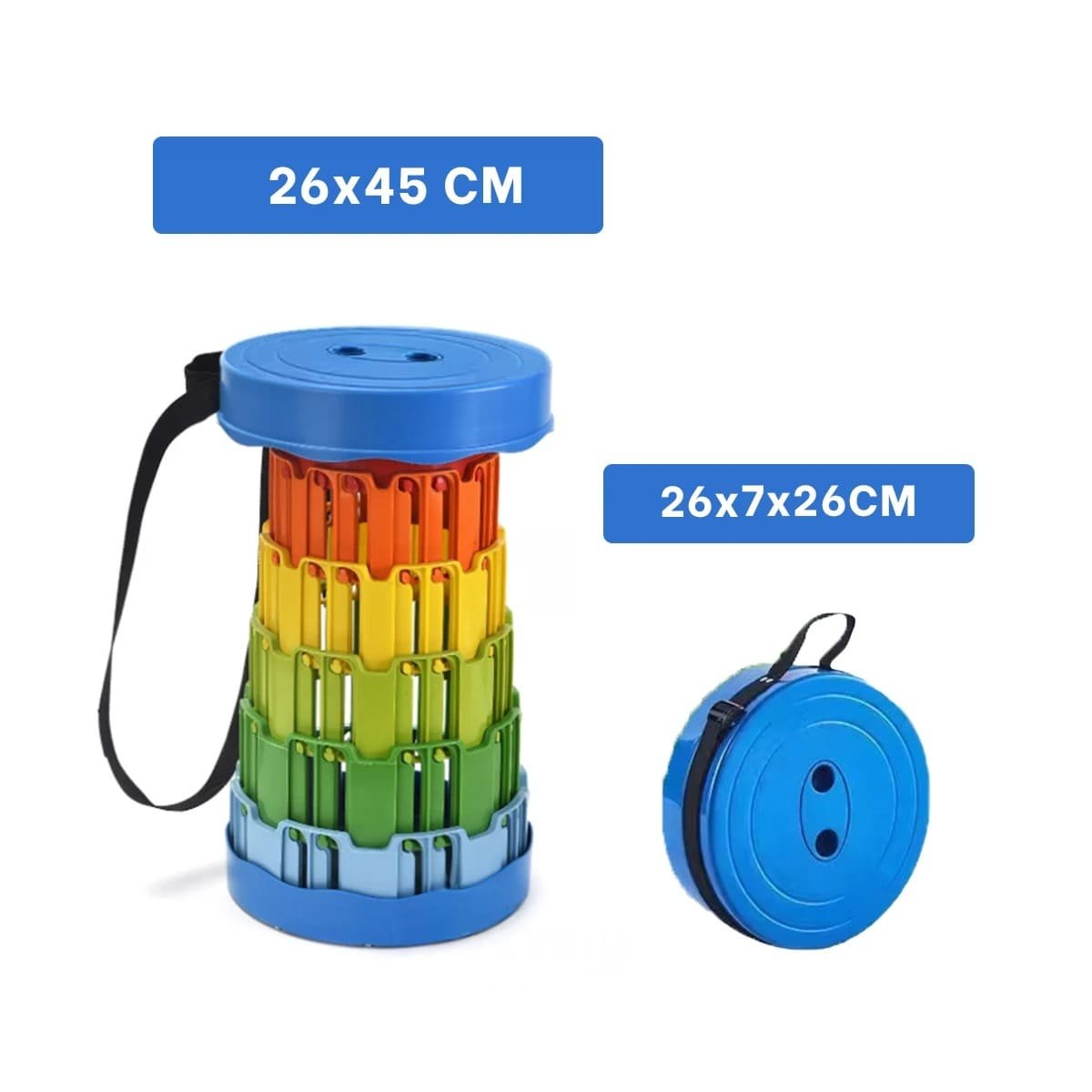 BANQUETA CON SISTEMA DE SEGUROS PORTATILES PARA HOGAR TAPA AZUL MULTICOLOR Y+REGALO STICKER - 4