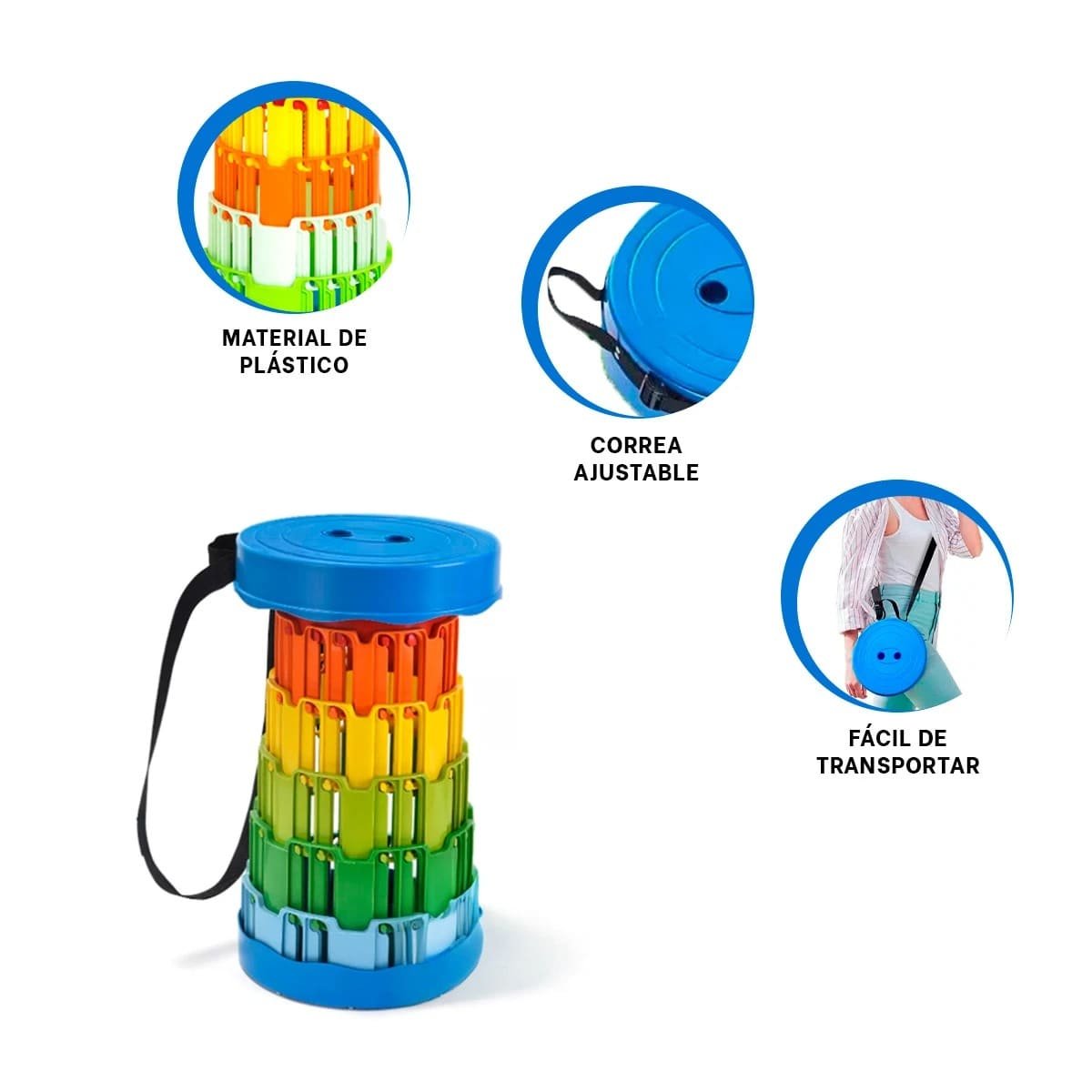 SILLON PLEGABLE CON SEGUROS PORTATILES PARA CASA Y USO DIARIO TAPA AZUL COLORIDA Y+PAPEL REGALO - 5