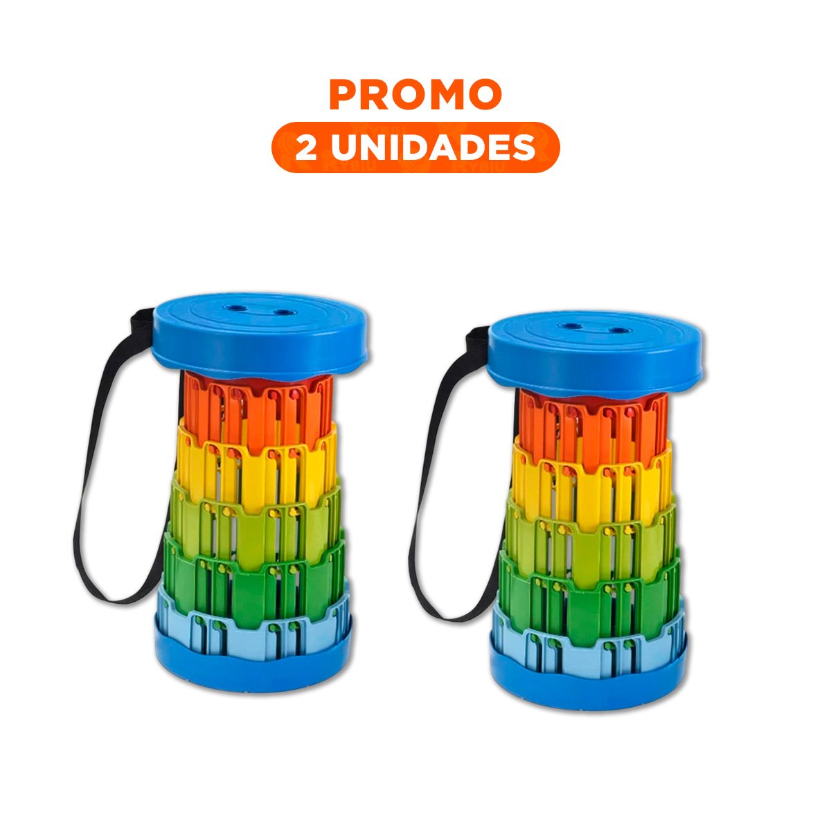 PACK2 BANQUETA SEGURA PORTATIL PARA USO DIARIO EN HOGAR TAPA AZUL MULTICOLOR Y+REGALO STICKER - 1