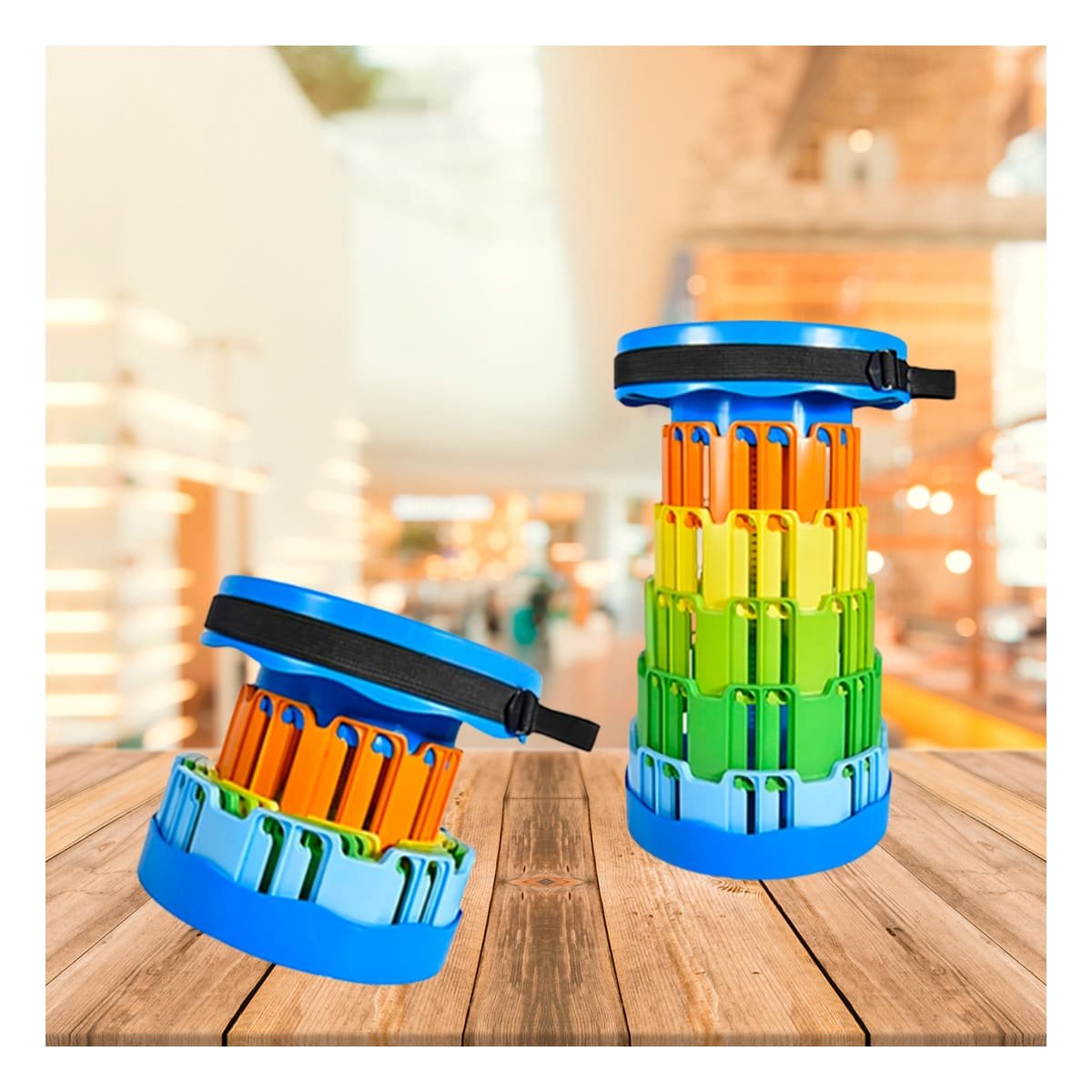 PACK2 SILLON PLEGABLE SEGURO PARA CASA Y ESPACIOS REDUCIDOS TAPA AZUL MULTICOLOR Y+PAPEL REGALO - 5