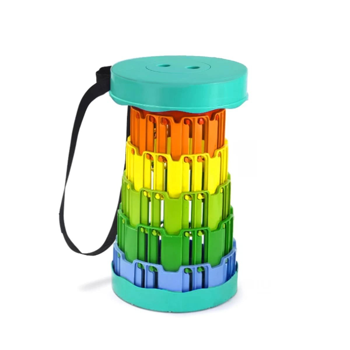 PACK2 BANQUETA PLEGABLE CON SEGURO DOBLE PORTATIL TAPA VERDE CENTRO MULTICOLOR Y+REGALO STICKER - 2