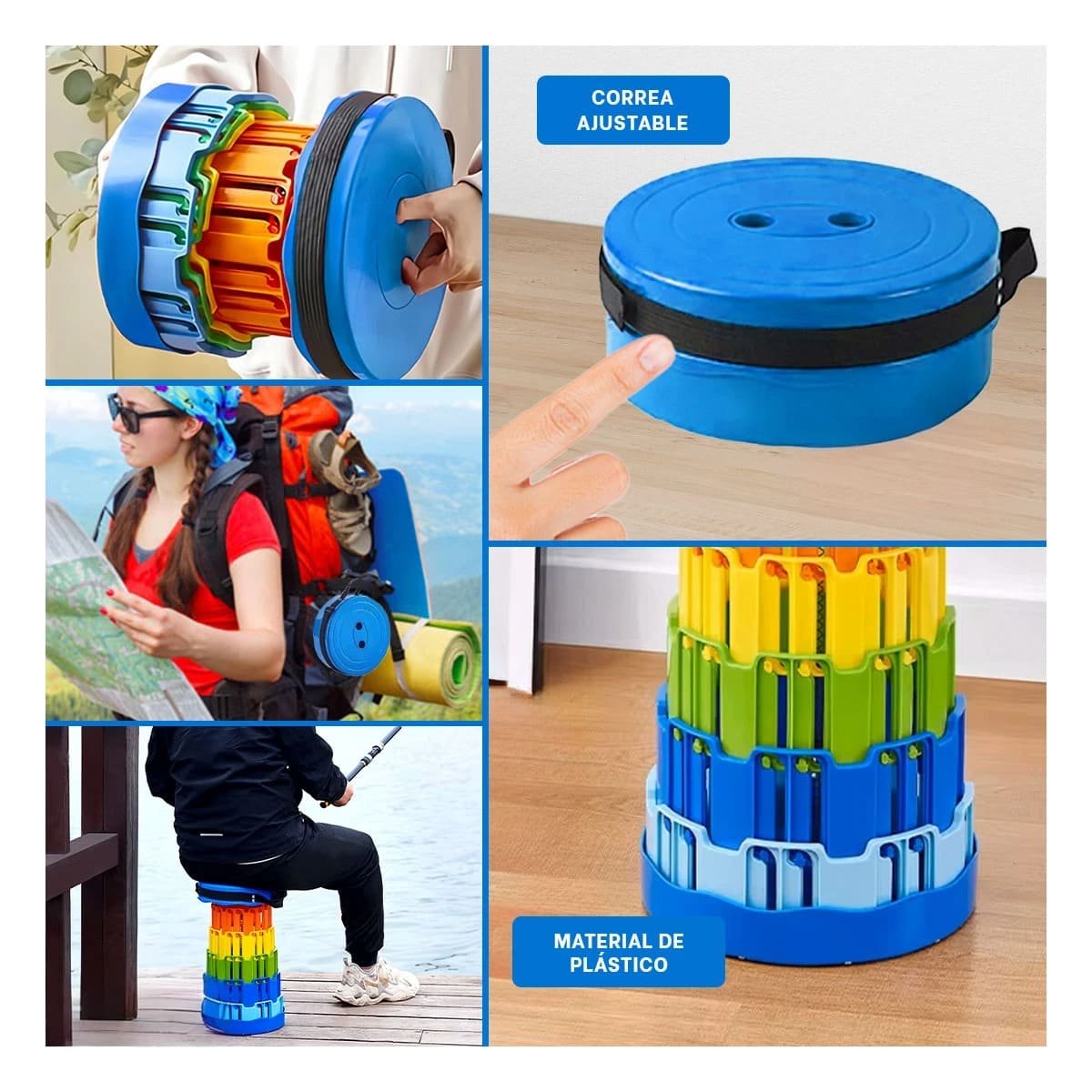TABURETECON SEGUROS PORTATILES PARA CASA Y ACTIVIDADES TAPA AZUL CENTRO MULTICOLOR Y+POST IT - 2