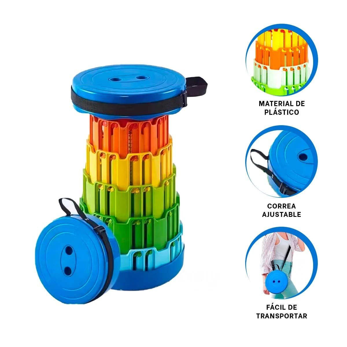 TABURETECON SEGUROS PORTATILES PARA CASA Y ACTIVIDADES TAPA AZUL CENTRO MULTICOLOR Y+POST IT - 5
