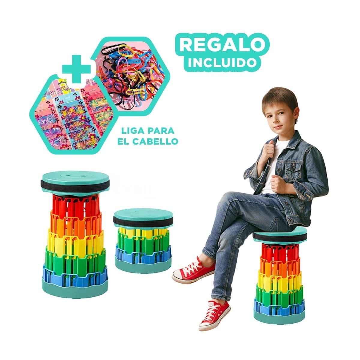 BUTACA PLEGABLE CON DOBLE SEGURO PORTATIL TAPA VERDE CENTRO MULTICOLOR PARA CASA Y+LIGAS REGALO - 2