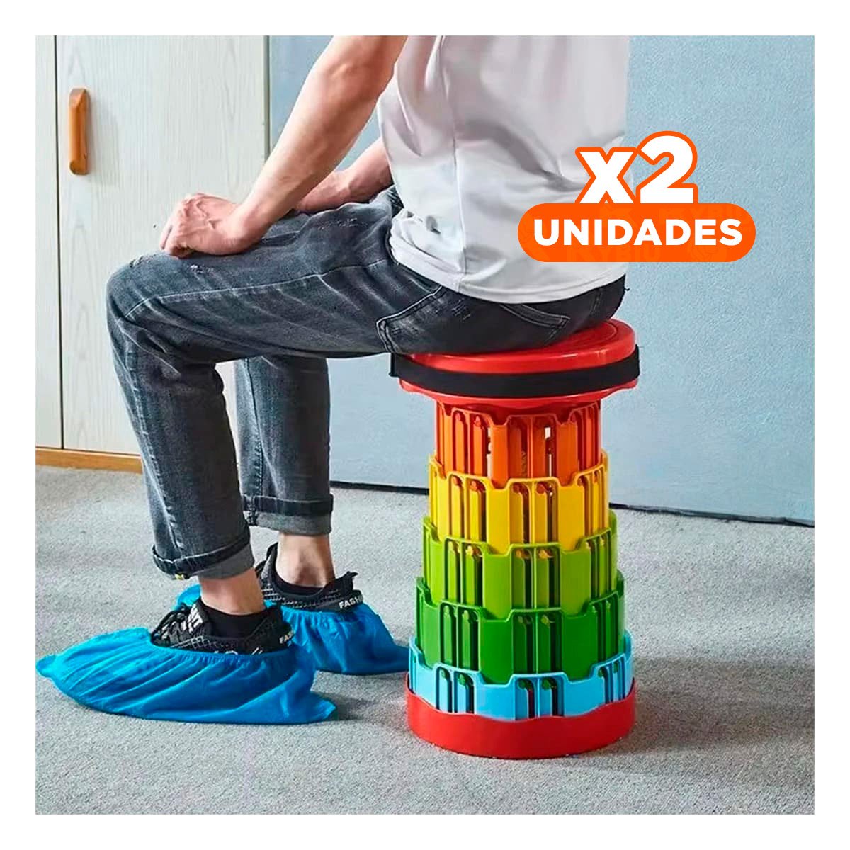 PACK2 MUEBLE PLEGABLE PORTATIL CON SEGUROS PARA CASA CON TAPA ROJO CENTRO MULTICOLOR - 1