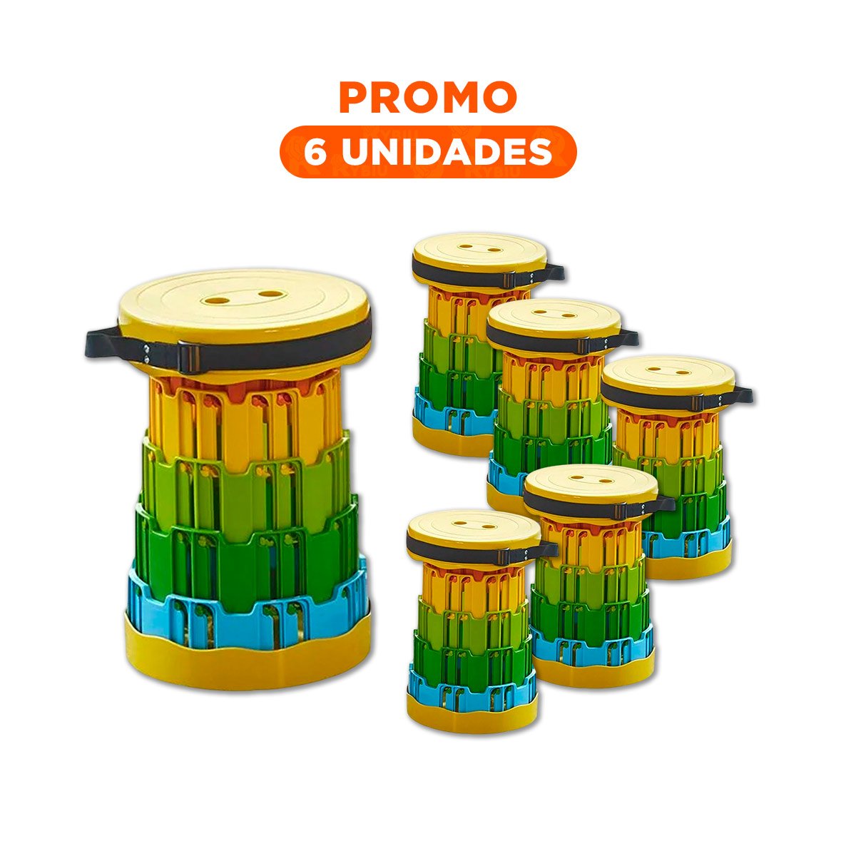 PACK6 ASIENTO AUXILIAR PLEGABLE CON DOBLE SEGURO PORTATIL PARA HOGAR Y+REGALO STICKER - 1